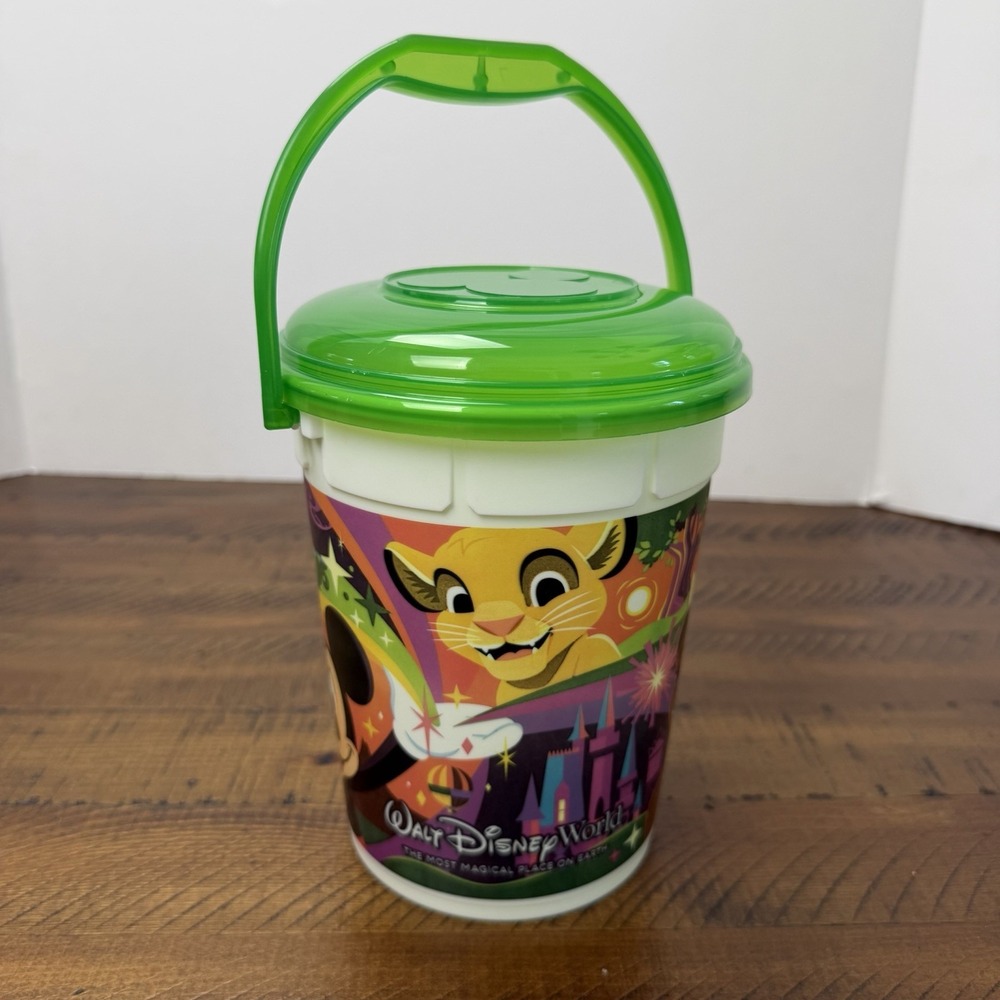 Disney World Souvenir Popcorn Bucket w/ Green Lid & Handle Tinker Bell Moana